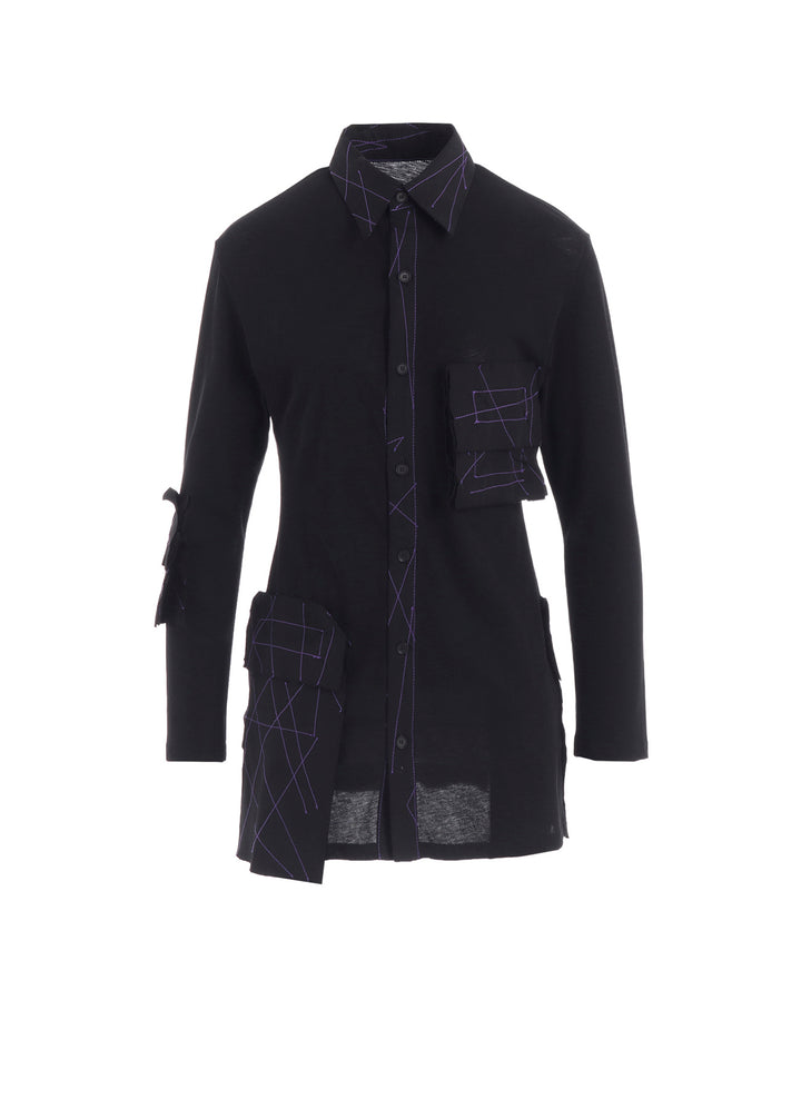 COTTON SINGLE JERSEY COLOR STITCHED BLOUSE G