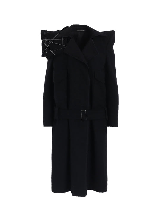 FLANNEL P SHOULDER BELTED COAT