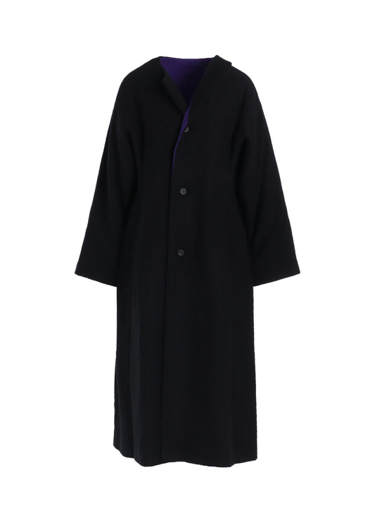 OVERDYE WOOL VIERA REVERSIBLE COLLARLESS COAT