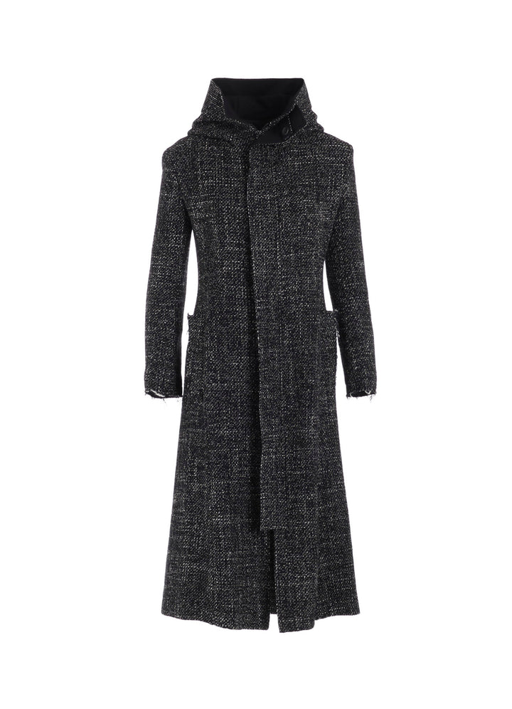 HANDMADE TWEED HOODED ZIP COAT