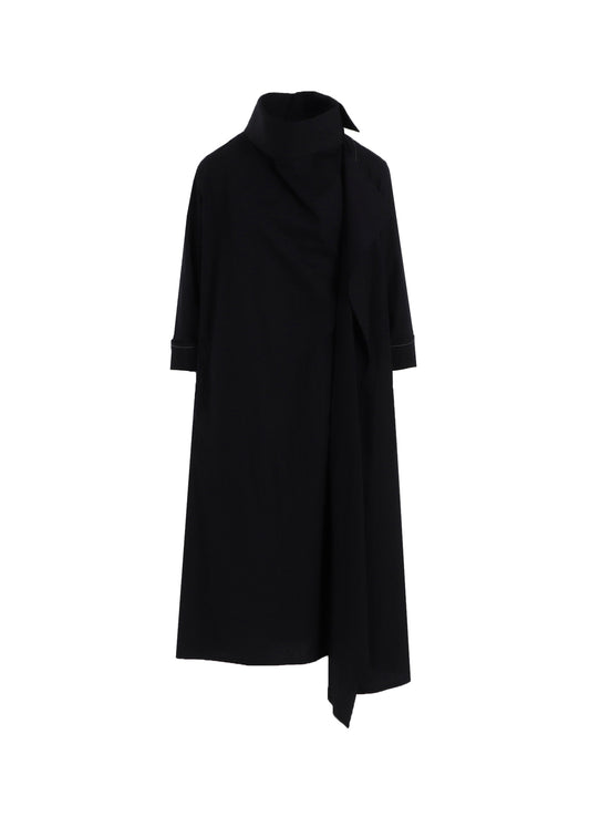 COTTON BROAD DRAPED NECK DRESS