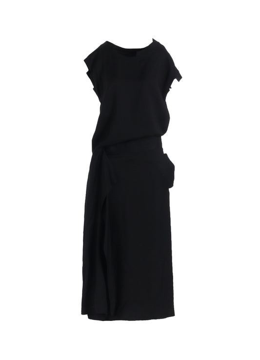 VISCOSE TWILL R DRAPED LONG DRESS