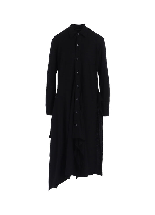 WASHABLE WOOL DRAPED SHIRT DRESS
