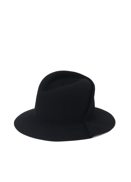HAT MATERIAL BK TUCKED FEDORA