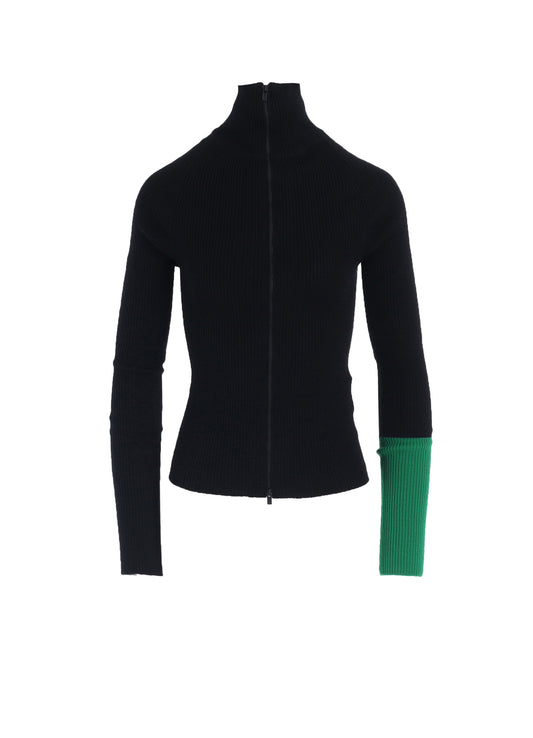 RIB COLOR COMBI HIGH NECK ZIP CD
