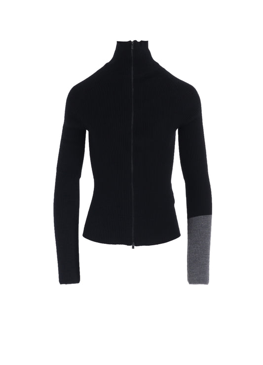 RIB COLOR COMBI HIGH NECK ZIP CD