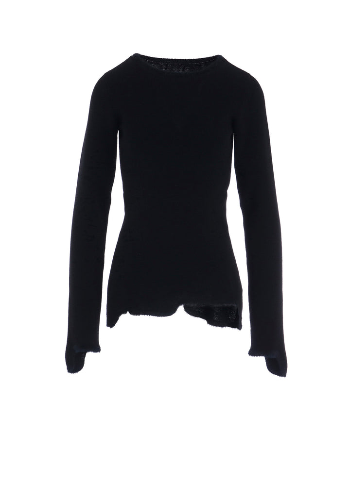 12G RIB JAGGED HEM ROUND NECK PO