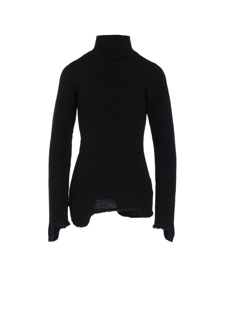 12G RIB JAGGED HEM HIGH NECK PO