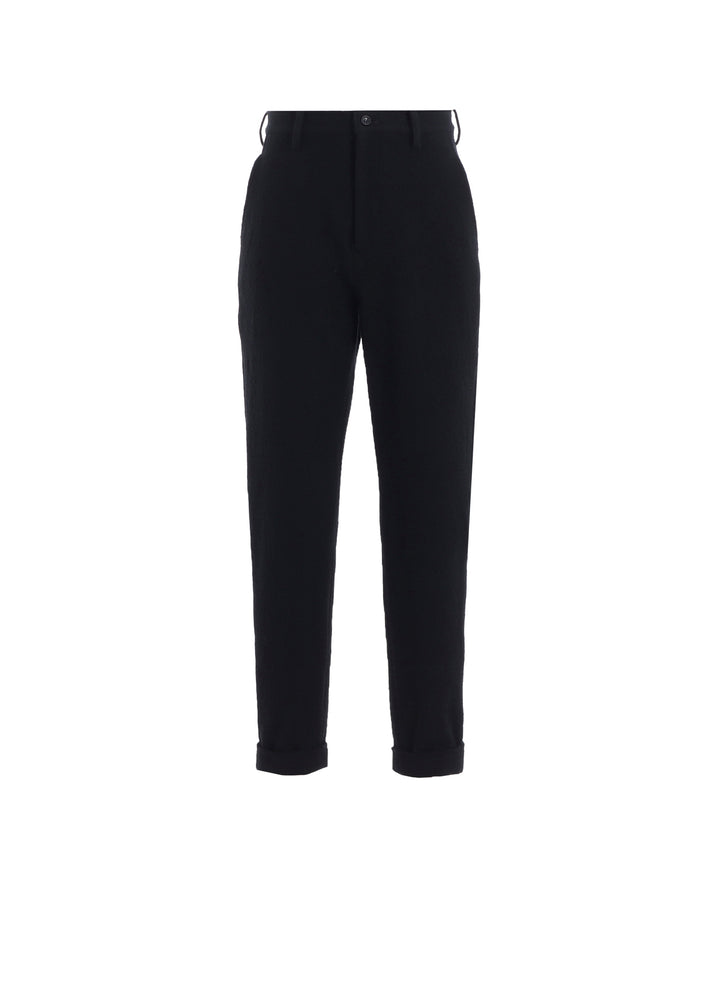 SHRINKED WOOL SERGE CUFFED HEM PANTS