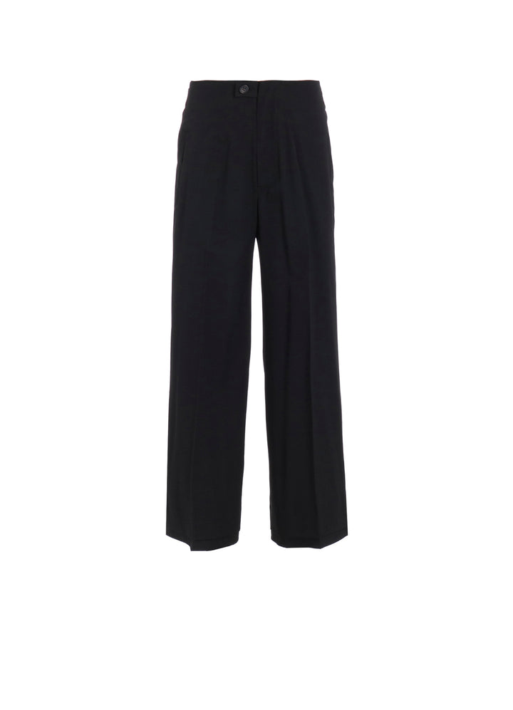 WOOL GABARDINE VENT WIDE PANTS