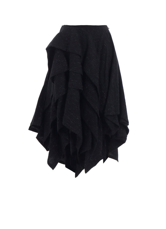 WOOLEN TWEED R DRAPED TUCK ST SKIRT
