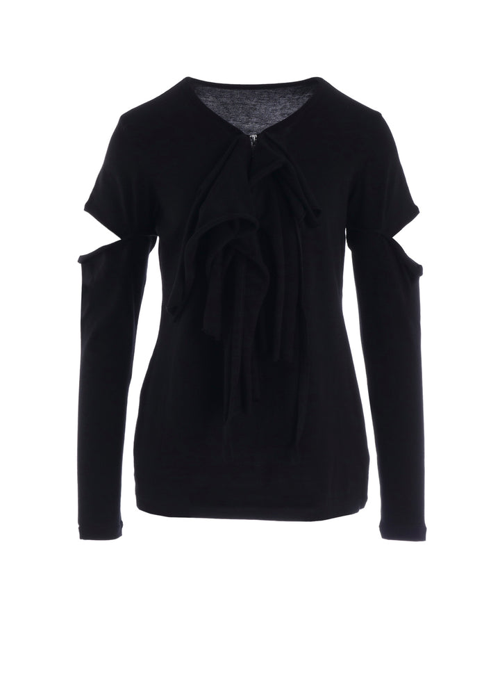 COTTON GAUZE DRAPED ZIP PO