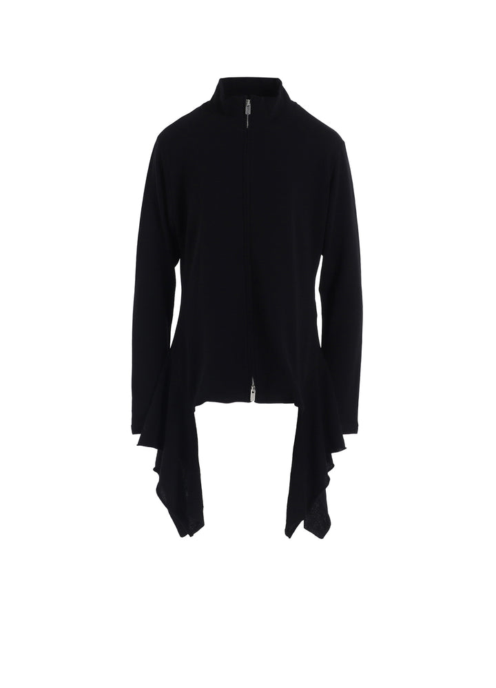 HIGH TWISTED GAUZE TERRY SIDE DRAPED ZIP CARDIGAN