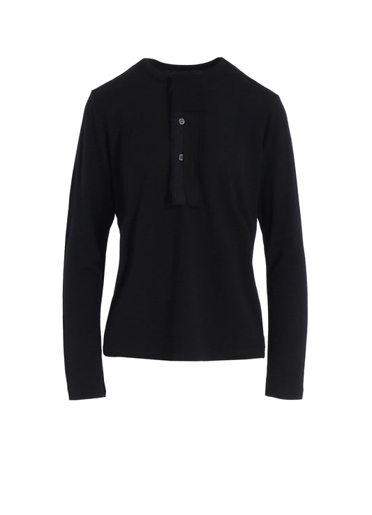 WOOL SINGLE JERSEY HENLEY NECK PO