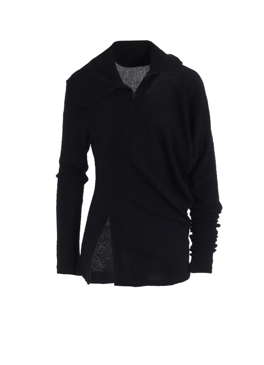 HIGH TWISTED LINKS DRAPED TURTLE NECK CARDIGAN