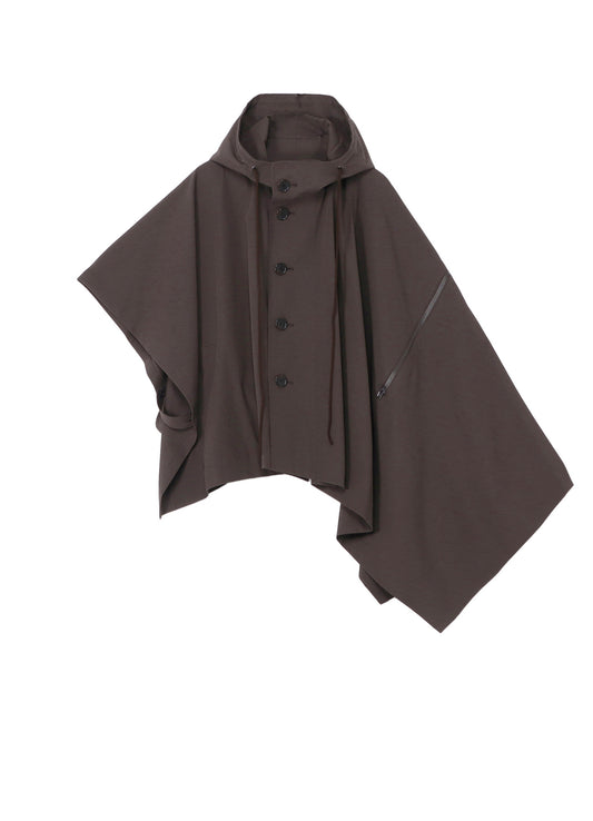 HIGH-TWISTED GABARDINE HOODED CAPE COAT