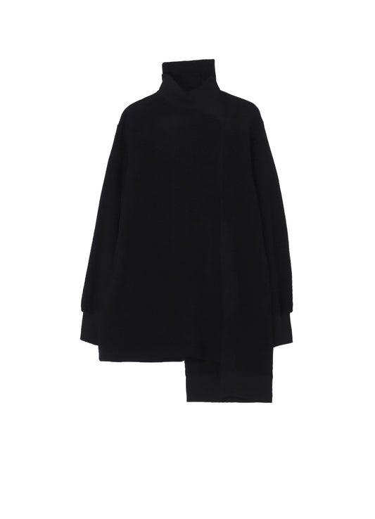 Liy/C BRUSHED FRENCH TERRY PANELED HIGH-NECK PULLOVER