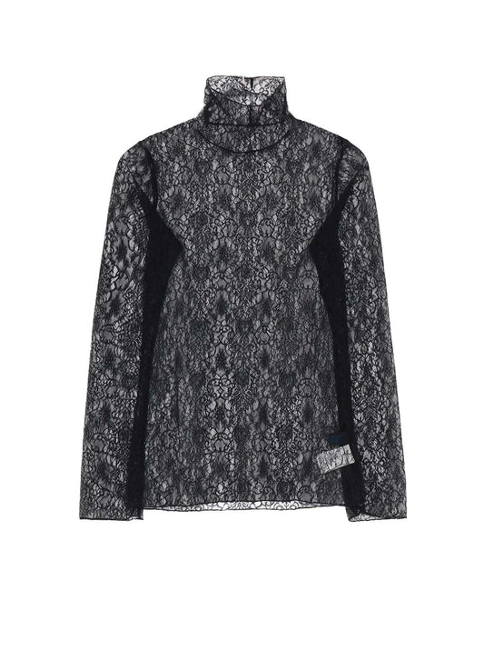 STRETCHED LACE R-TURTLENECK T