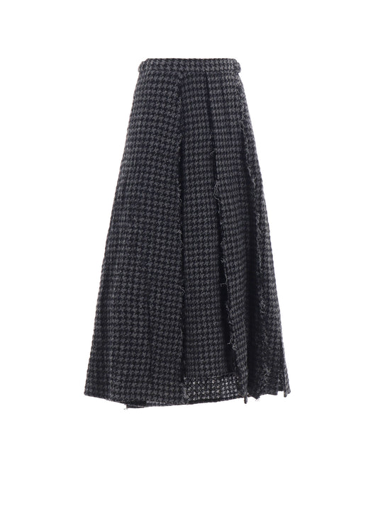HOUNDSTOOTH PANELED PLEATED SKIRT A