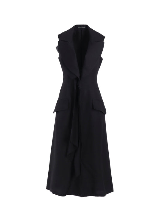 S/W TWILL FRONT DRAPED SLEEVELESS DRESS
