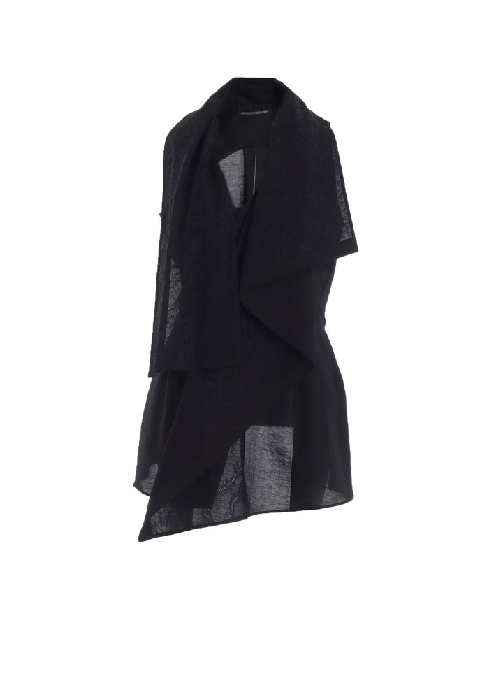 C/Li GABARDINE DRAPED LONG VEST