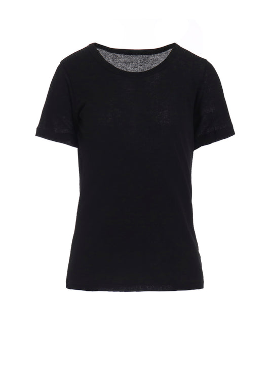 HIGH TWISTED RIB ROUND NECK SHORT SLV T