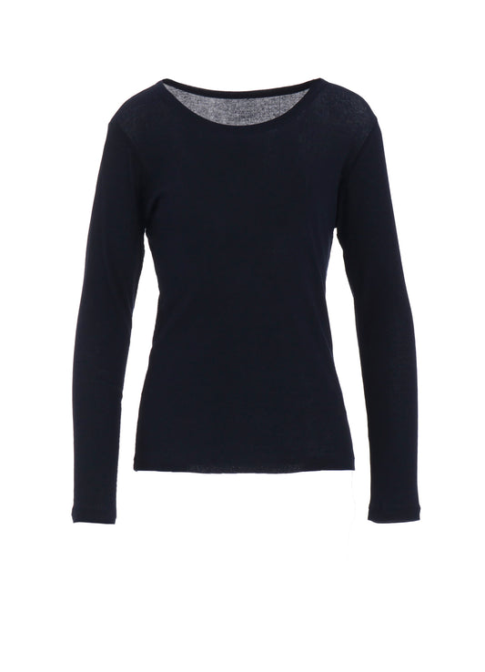 HIGH TWISTED RIB ROUND NECK LONG SLV T