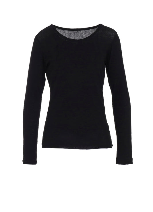 HIGH TWISTED RIB ROUND NECK LONG SLV T