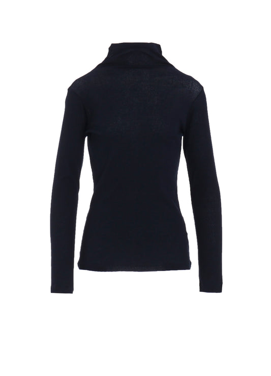 HIGH TWISTED RIB HIGH NECK LONG SLV T