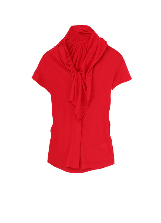 AIRY JERSEY DRAPE DETAIL SHORT SLV T-SHIRT