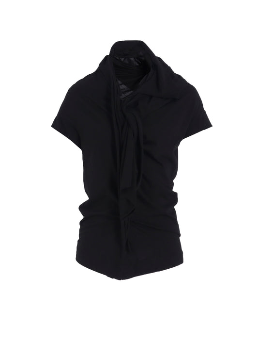 AIRY JERSEY DRAPE DETAIL SHORT SLV T-SHIRT