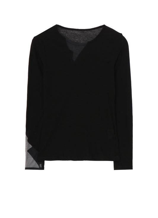 KANADE DIAGONAL GAUZE ZIGZAG PANEL LONG SLV T