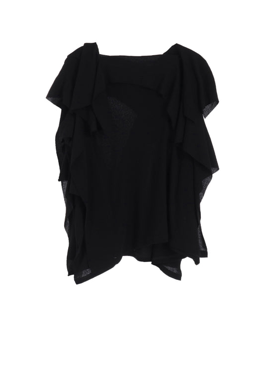 HIGH TWISTED CREPE&INTERLOCK DRAPED DETAIL SLEEVELESS T