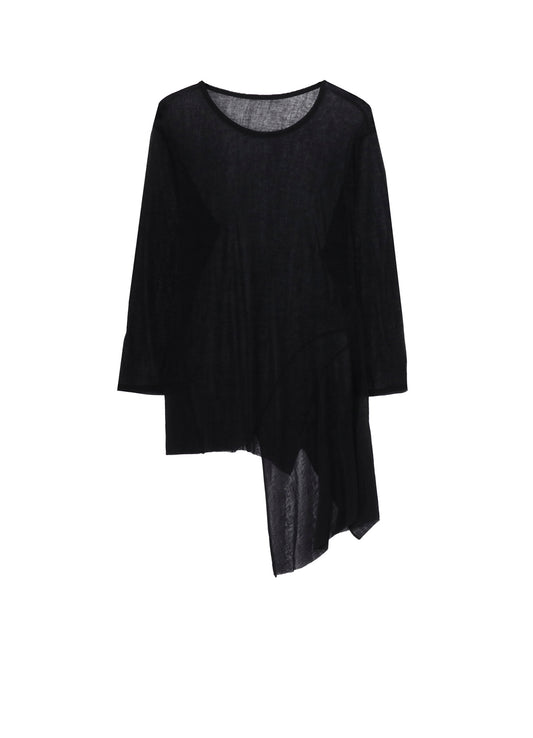 CHIFFON JERSEY SIDE DRAPED DETAIL T-SHIRT