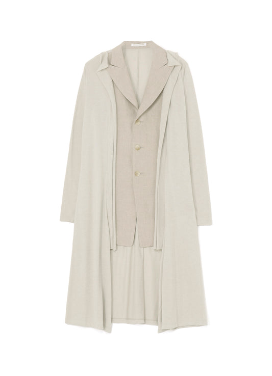 NATURAL WASHED LINEN COMBINATION LONG JACKET
