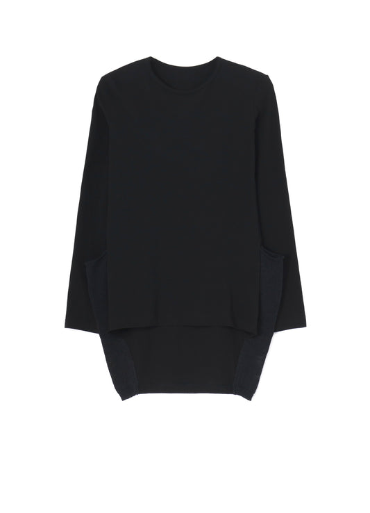FRESCA 20 FINE JERSEY SIDE KNIT DETAIL LONG SLV TOP