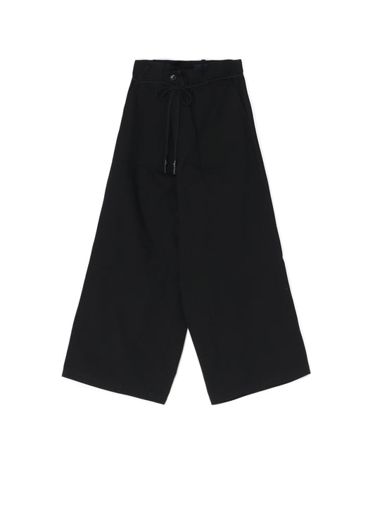 COTTON CANVAS WIDE LEG PANEL PANTS