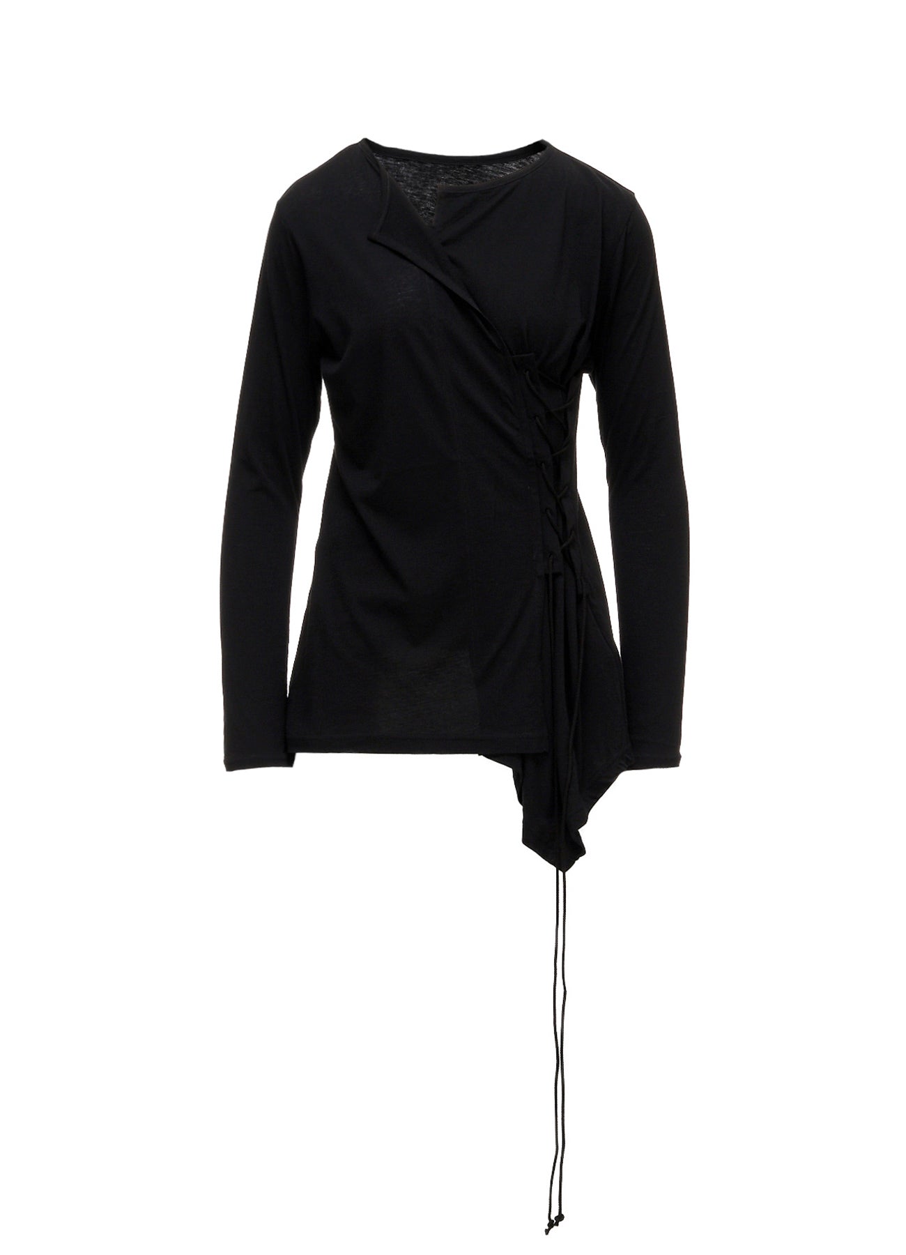 COTTON CASHMERE SINGLE JERSEY LACE-UP LONG SLV T – THE SHOP YOHJI