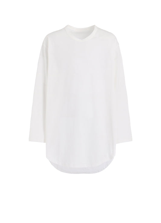 COTTON JERSEY HEM ROUND JUMBO T-SHIRT LONG SLEEVES
