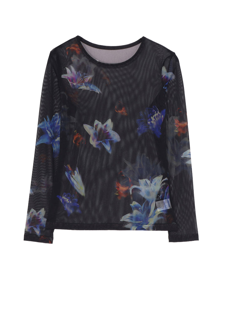 LILY PATTERN SOFT TULLE LONG SLEEVE T