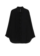 SWITCHING MATERIAL FRONT PANAL LONG BLACK SHIRT