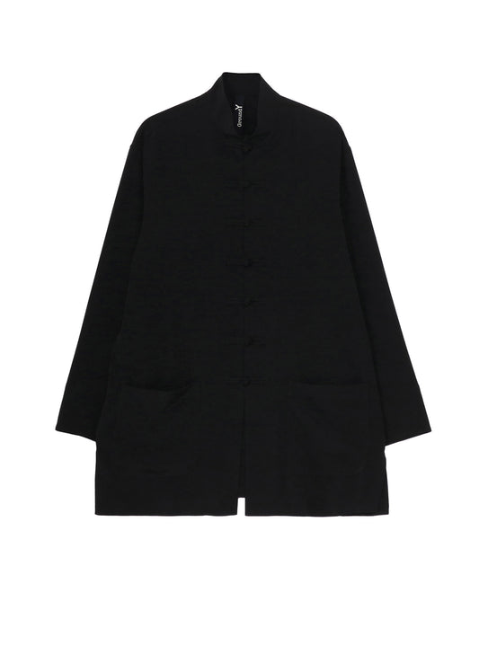 CREPE DE CHINE SHAKA BUTTON STAND COLLAR SHIRT