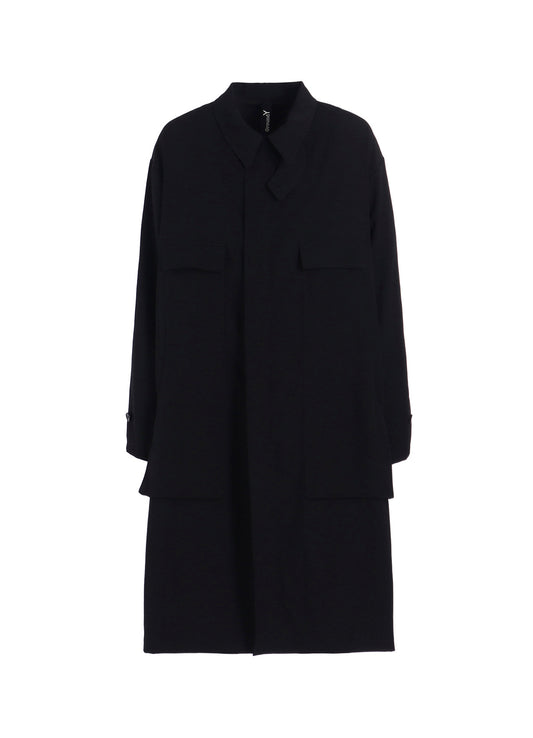 W/GABARDINE OUT POCKET LONG COAT