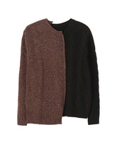FINE MERINO WOOL CABLE SWITCH UNBALANCE PULLOVER