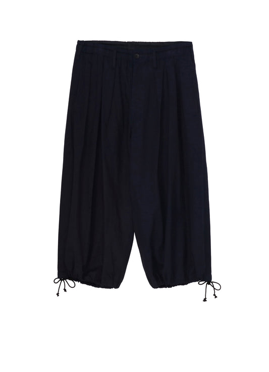 INDIGO DYED COTTON TWILL BALLOON PANTS