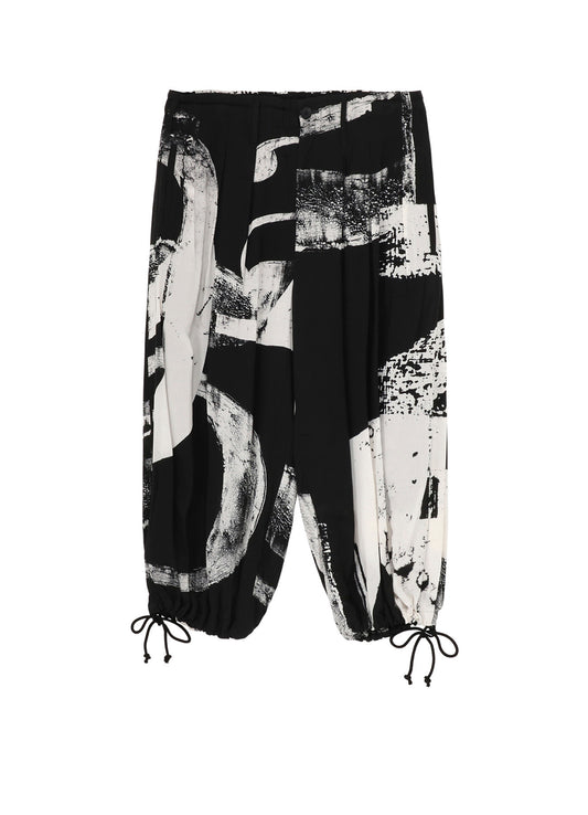RAYON PRINT  NUMBER PATTERN BALLOON PANTS