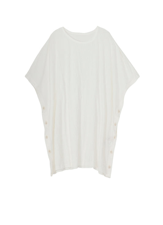 CATHC WASHER WRINKLE JERSEY SIDE BUTTON SHORT SLEEVED T-SHIRT