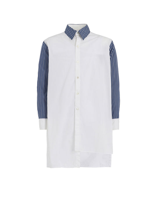 COTTON BROAD +  STRIPE  SWITCHING NON FUSIBLE SHIRTS