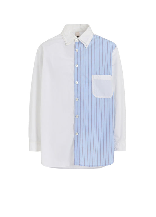 COTTON BROAD +  STRIPE  SWITCHING LONG SLEEVE SHIRTS
