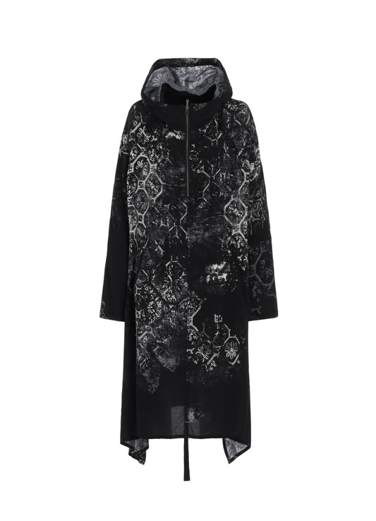 RAYON PRINT TILE PATTERN SIDE CUT-OUT DRESSES